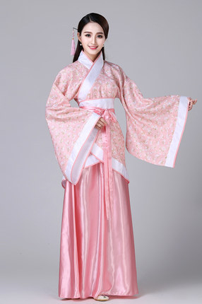 Női Hanfu táncruha, Tang-dinasztia ihletésével, ru szoknyás készlet, keresztezett gallér és széles ujjú, jacquard poliészter