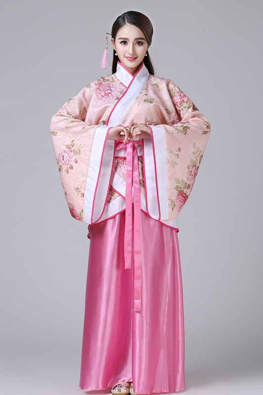 Női Hanfu táncruha, Tang-dinasztia ihletésével, ru szoknyás készlet, keresztezett gallér és széles ujjú, jacquard poliészter