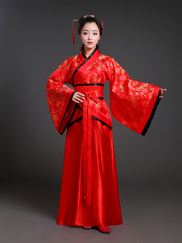 Női Hanfu táncruha, Tang-dinasztia ihletésével, ru szoknyás készlet, keresztezett gallér és széles ujjú, jacquard poliészter
