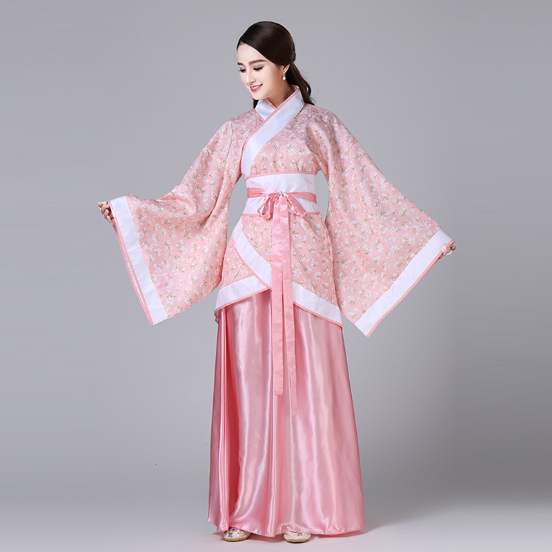 Női Hanfu táncruha, Tang-dinasztia ihletésével, ru szoknyás készlet, keresztezett gallér és széles ujjú, jacquard poliészter