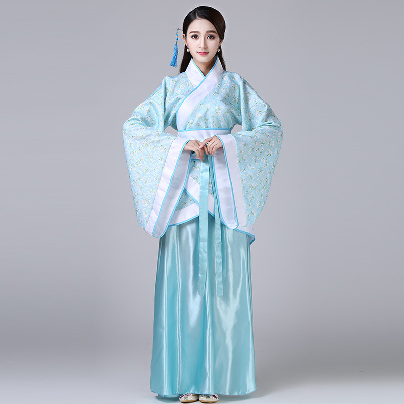 Női Hanfu táncruha, Tang-dinasztia ihletésével, ru szoknyás készlet, keresztezett gallér és széles ujjú, jacquard poliészter
