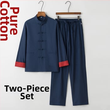 Ženský Hanfu top v čínsom štýle – retro Tang štýl s stojacim golierom a uzlami na gombíkoch, dlhé rukávy, zenové čajové oblečenie