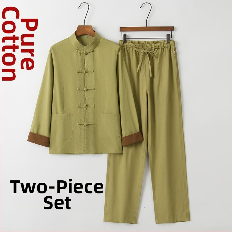 Ženský Hanfu top v čínsom štýle – retro Tang štýl s stojacim golierom a uzlami na gombíkoch, dlhé rukávy, zenové čajové oblečenie