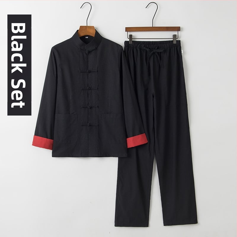 Ženský Hanfu top v čínsom štýle – retro Tang štýl s stojacim golierom a uzlami na gombíkoch, dlhé rukávy, zenové čajové oblečenie