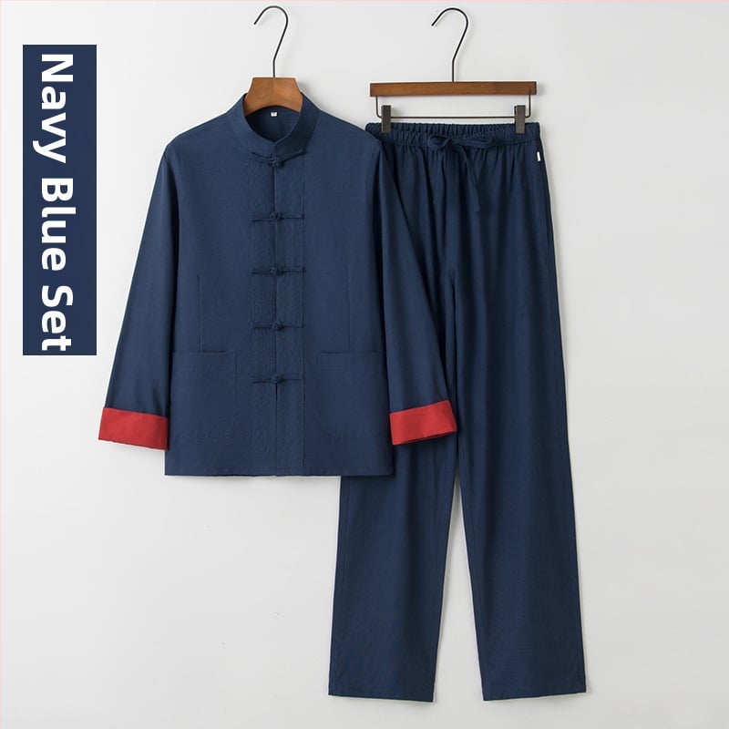Ženský Hanfu top v čínsom štýle – retro Tang štýl s stojacim golierom a uzlami na gombíkoch, dlhé rukávy, zenové čajové oblečenie