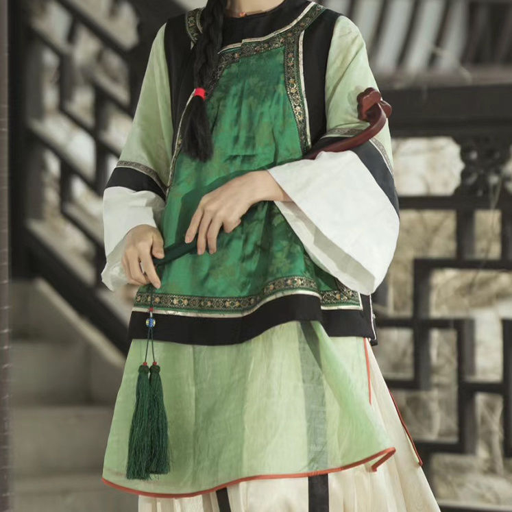 Ženska hanfu haljina s otiskom u starom stilu, inspirirana dinastijom Qing