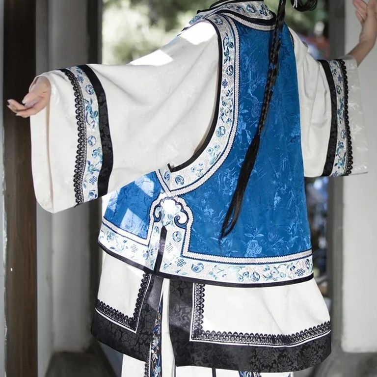 Ženska hanfu haljina s otiskom u starom stilu, inspirirana dinastijom Qing