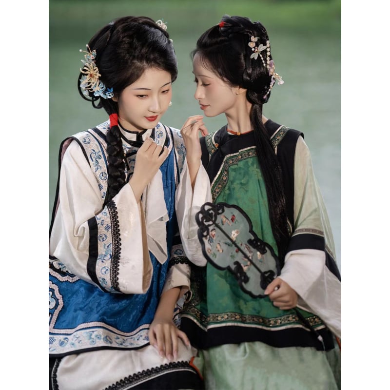 Ženska hanfu haljina s otiskom u starom stilu, inspirirana dinastijom Qing