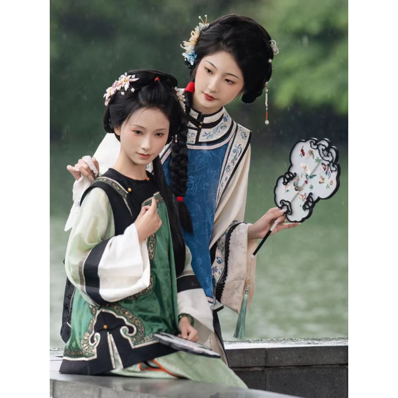 Ženska hanfu haljina s otiskom u starom stilu, inspirirana dinastijom Qing