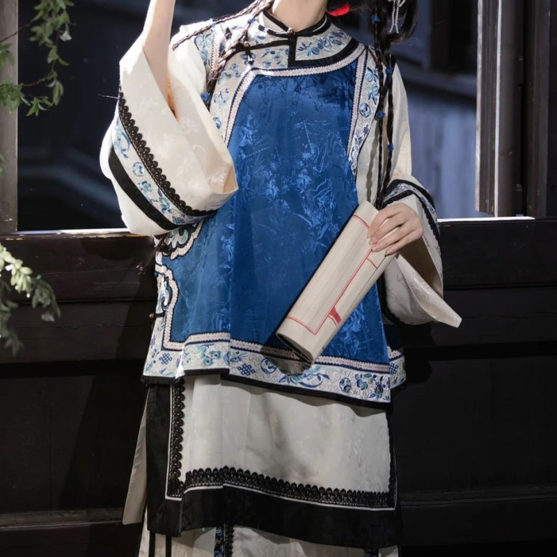 Ženska hanfu haljina s otiskom u starom stilu, inspirirana dinastijom Qing