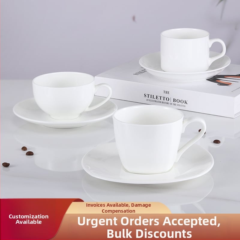 Súprava šálok a podšálok na kávu z kostného porcelánu, biela, do kancelárie a domáce použitie
