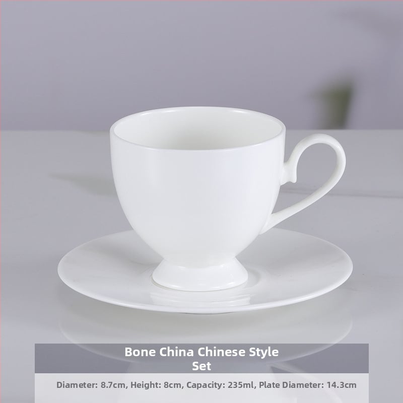 Súprava šálok a podšálok na kávu z kostného porcelánu, biela, do kancelárie a domáce použitie