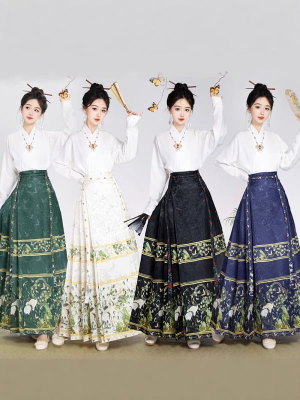 Ženski hanfu set u Ming stilu, suknja s dizajnom konjskog lica, svakodnevno nošenje, moderan kineski nadahnuće
