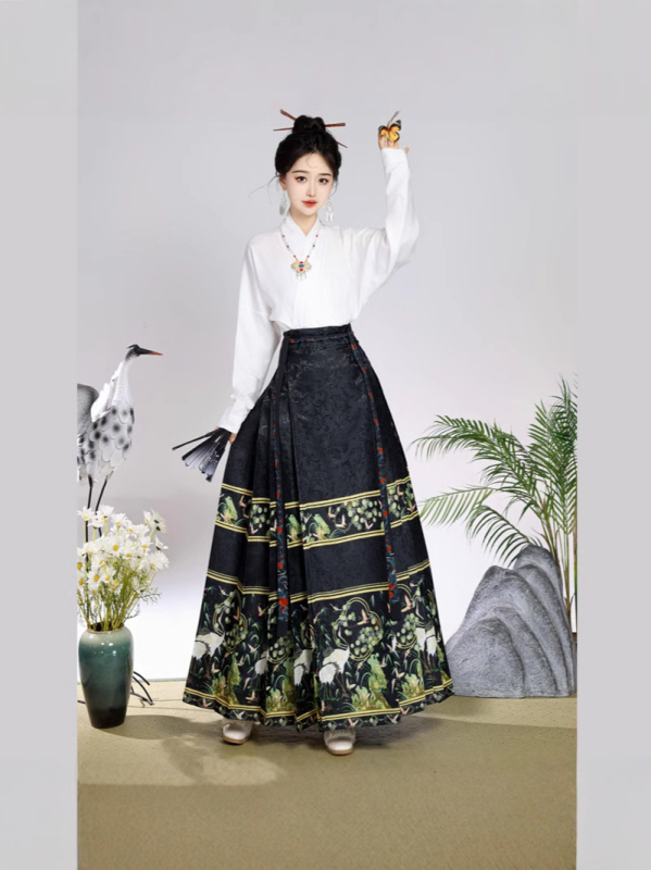 Ženski hanfu set u Ming stilu, suknja s dizajnom konjskog lica, svakodnevno nošenje, moderan kineski nadahnuće