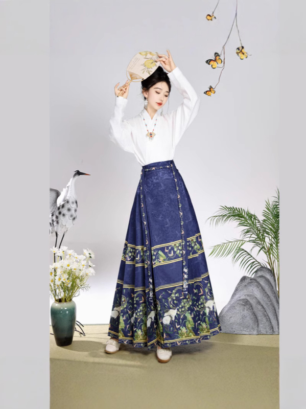 Ženski hanfu set u Ming stilu, suknja s dizajnom konjskog lica, svakodnevno nošenje, moderan kineski nadahnuće