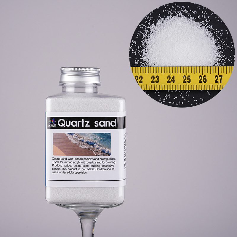 Bijeli kvarcni pijesak za akrilne teksture — pigment s mineralnim česticama, fini pijesak, u bočici od 200 g, ručno izrađeni materijal