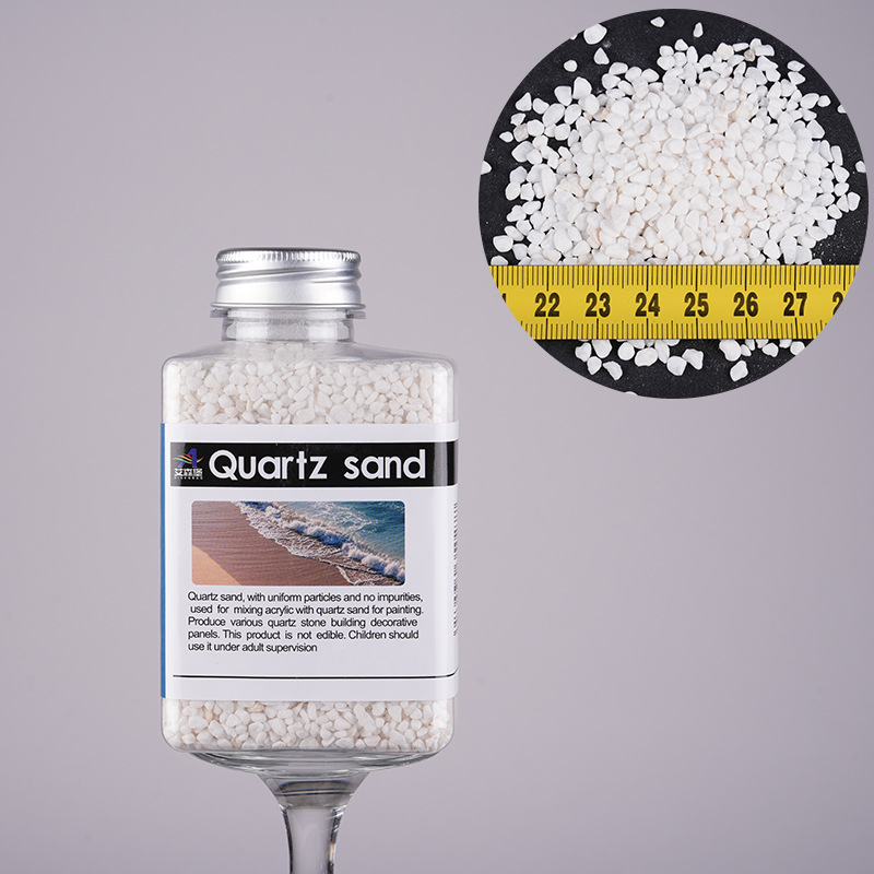 Bijeli kvarcni pijesak za akrilne teksture — pigment s mineralnim česticama, fini pijesak, u bočici od 200 g, ručno izrađeni materijal