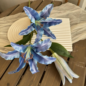 3D umjetni ljiljan za kućnu dekoraciju, vjenčanja i rekvizite za fotografiju, jedna stabljika