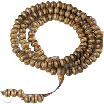 Agarwood Buddha gyöngy karkötő, egyláncos, öreg anyag, sárgás föld szín