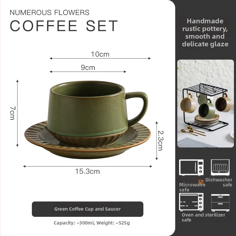 Retro keramická šálka na kávu s podšálkou – dizajnový set pre osobné použitie
