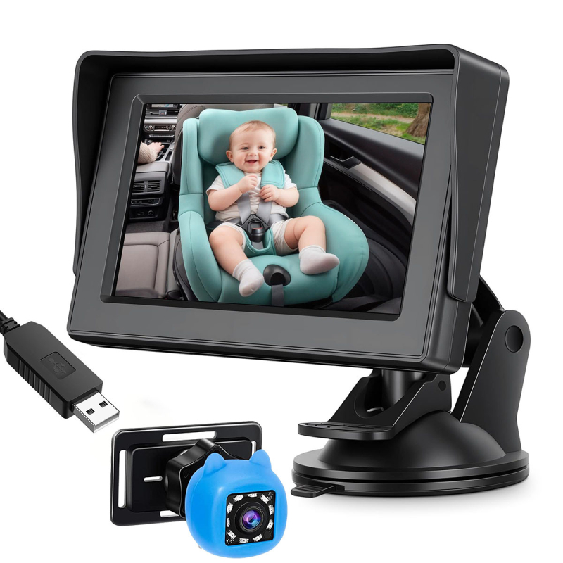 4,3-inčni automobilni monitor za bebu, kompatibilan s unutarnjim retrovizorom autom