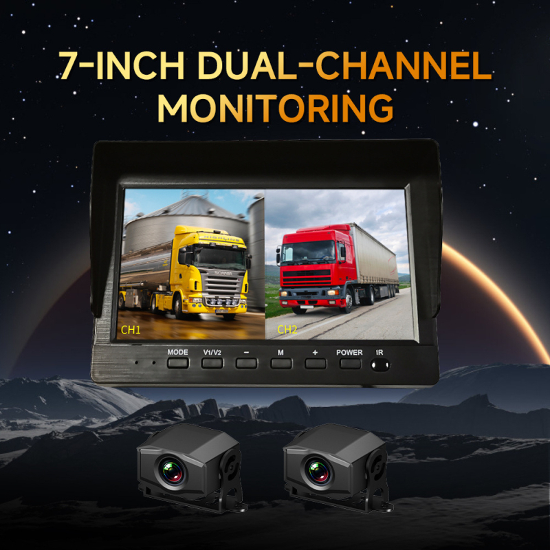 Kamionska dash kamera s integriranom stražnjom kamerom, četverokanalan nadzor, 1080p noćno snimanje, 12V/24V, 10-inčni zaslon