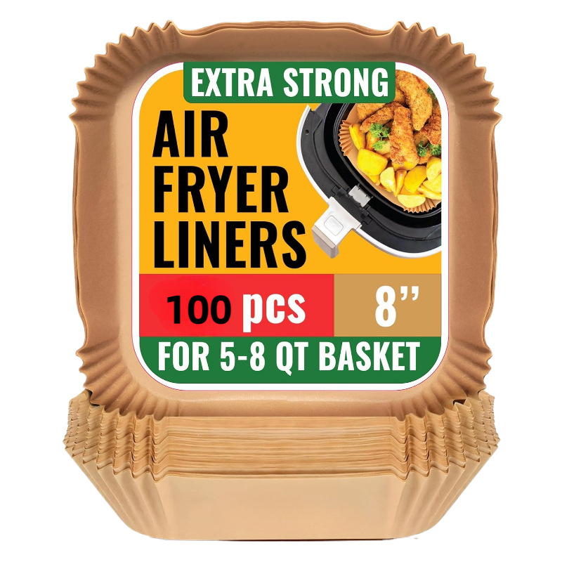 Jednokratne pergamentne podloške za air fryer, pravokutne, otporne na ulje, za pečenje, kapacitet 5–8 litara