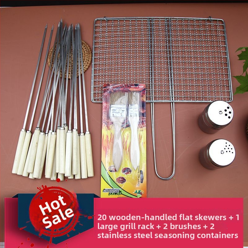 Rozsdamentes acél grillnyársak – lapos és kerek nyársak bárányhoz, kültéri grillezéshez, otthoni használatra