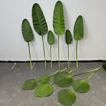 Umjetna biljka s listovima banane (banana leaf), palme (palm leaf), trske (cattail leaf) i lišćem suncokreta (sunflower leaf) – zeleni ukras za dom, rekviziti za vjenčanje i fotografiju, visina 100–200 cm