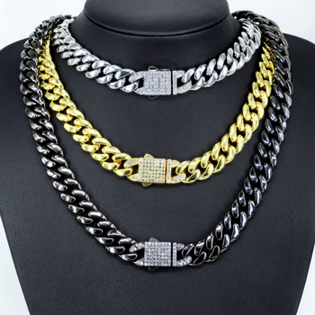 Kubanska lanac od legure, 12 mm, okrugli sjajni, unisex – hip-hop stil, kopča s oprugom
