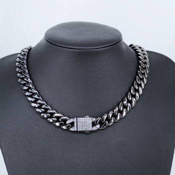 Kubanska lanac od legure, 12 mm, okrugli sjajni, unisex – hip-hop stil, kopča s oprugom