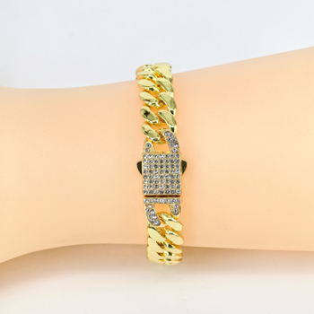 Kubanska lanac od legure, 12 mm, okrugli sjajni, unisex – hip-hop stil, kopča s oprugom