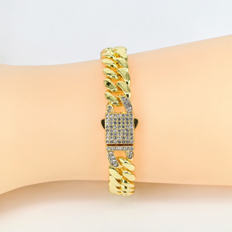 Kubanska lanac od legure, 12 mm, okrugli sjajni, unisex – hip-hop stil, kopča s oprugom