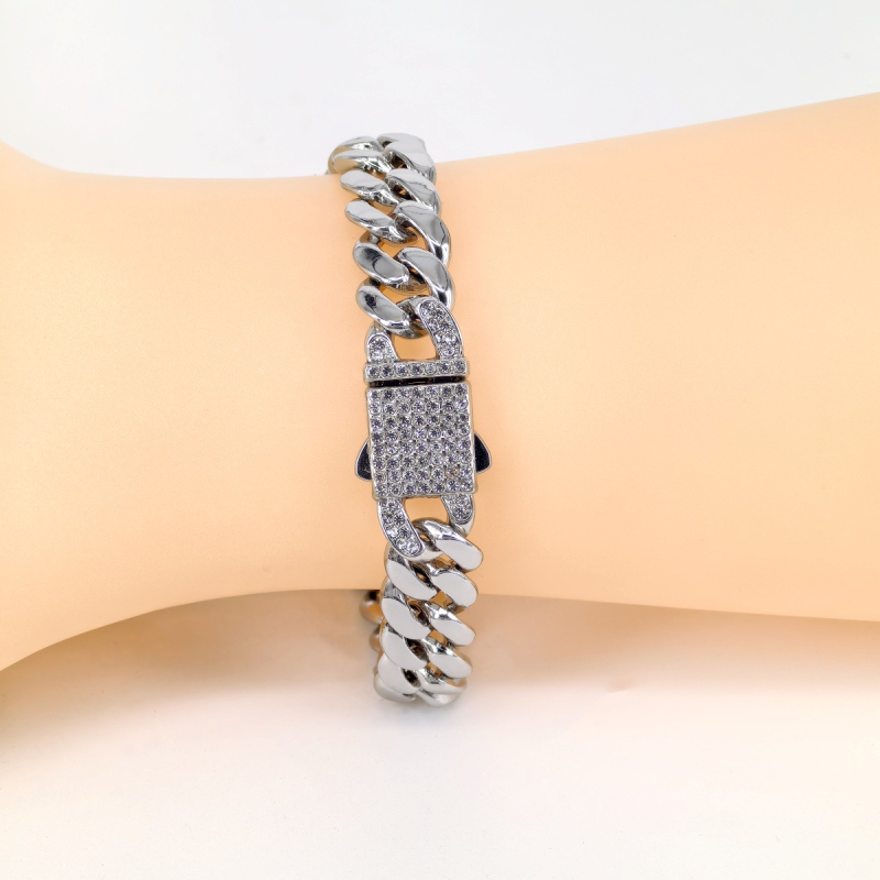Kubanska lanac od legure, 12 mm, okrugli sjajni, unisex – hip-hop stil, kopča s oprugom