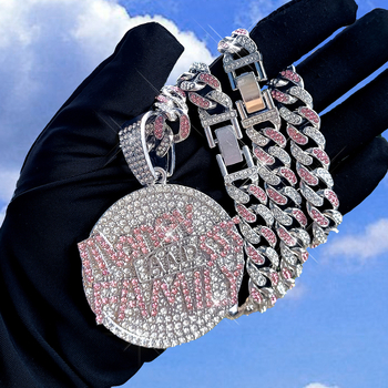 Kubanska lanac od legure s okruglim dijamantnim privjeskom – hip-hop stil, unisex, 51–60 cm