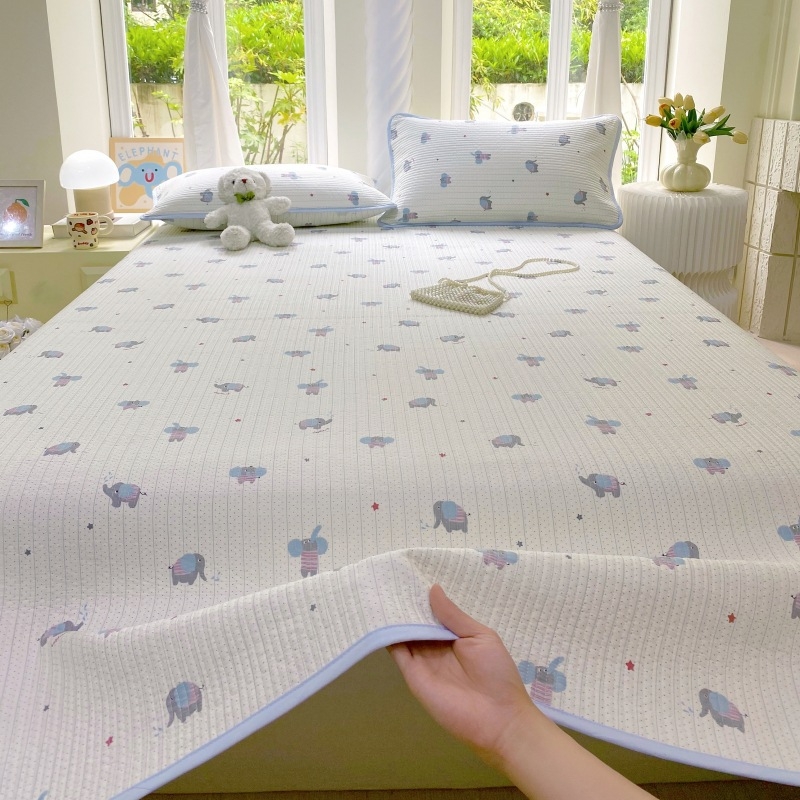 Korejski stil, 100% pamuk, trodjelni set navlaka za pokrivač kreveta, quiltirano, protuklizni tatami prekrivac, pogodan za jednokrevetne i dvokrevetne krevete, za sve sezone