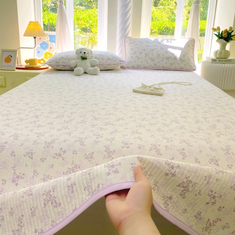 Korejski stil, 100% pamuk, trodjelni set navlaka za pokrivač kreveta, quiltirano, protuklizni tatami prekrivac, pogodan za jednokrevetne i dvokrevetne krevete, za sve sezone
