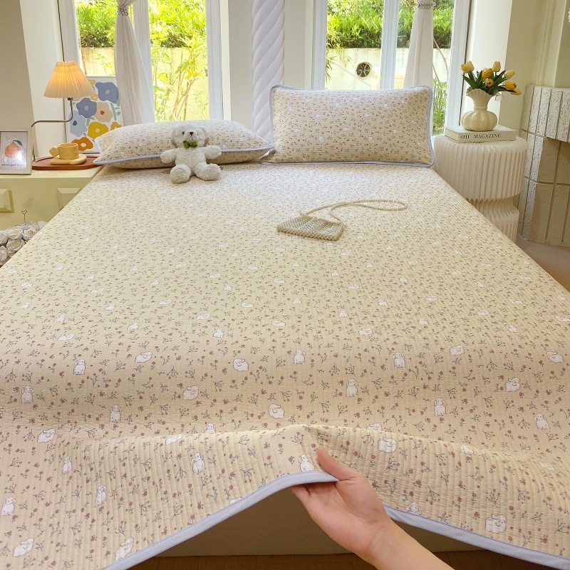 Korejski stil, 100% pamuk, trodjelni set navlaka za pokrivač kreveta, quiltirano, protuklizni tatami prekrivac, pogodan za jednokrevetne i dvokrevetne krevete, za sve sezone