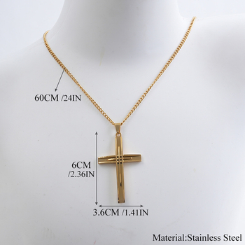 Unisex ogrlica s križem od nehrđajućeg čelika, zlatni privjesak, vintage modni nakit