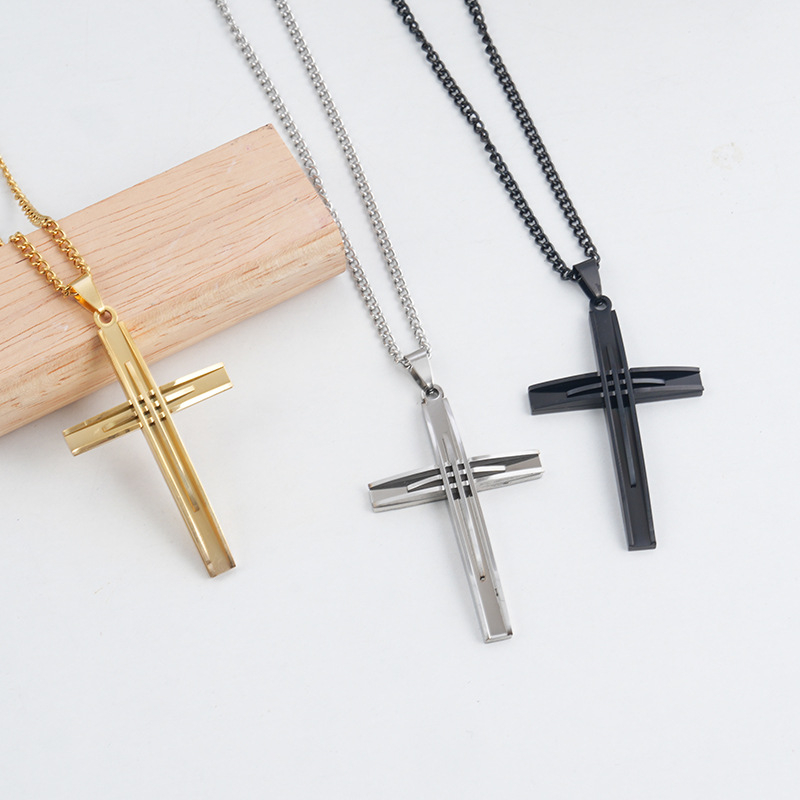 Unisex ogrlica s križem od nehrđajućeg čelika, zlatni privjesak, vintage modni nakit