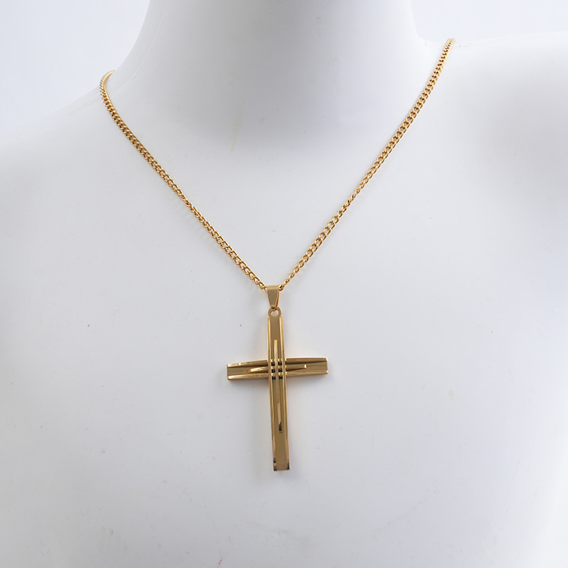 Unisex ogrlica s križem od nehrđajućeg čelika, zlatni privjesak, vintage modni nakit