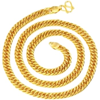 Muški bakreni lanac s vakuum pozlatom, 5/8/10 mm debeli široki bočni lanac, geometrijski dizajn, duljina 51–60 cm