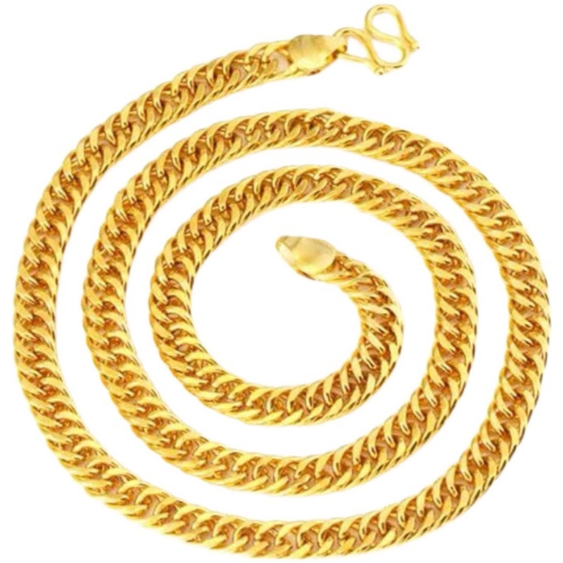 Muški bakreni lanac s vakuum pozlatom, 5/8/10 mm debeli široki bočni lanac, geometrijski dizajn, duljina 51–60 cm