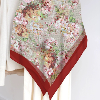 Ženski Georgette kvadratni šal, 130 cm, ručno završeni rubovi