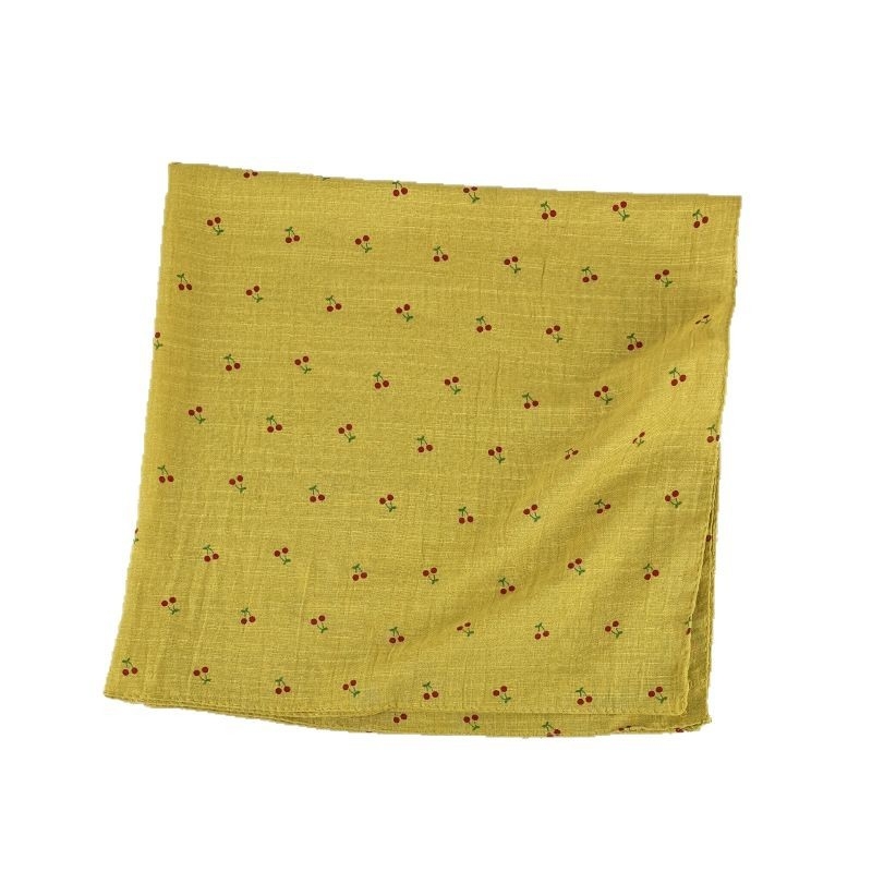 Pamukni šal s motivom trešnje, kvadratni šal za glavu i vrat, 70x70 cm, zaštita od sunca za žene, japansko-korejski stil, svježi i elegantni ljetni dodatak