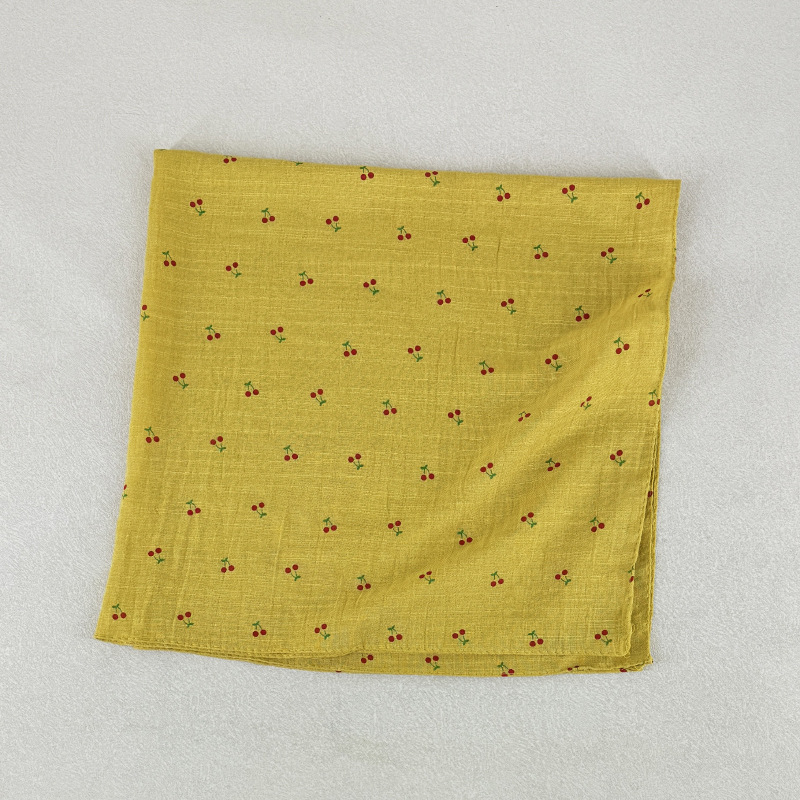 Pamukni šal s motivom trešnje, kvadratni šal za glavu i vrat, 70x70 cm, zaštita od sunca za žene, japansko-korejski stil, svježi i elegantni ljetni dodatak