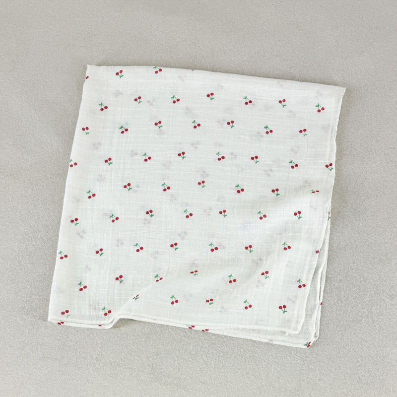 Pamukni šal s motivom trešnje, kvadratni šal za glavu i vrat, 70x70 cm, zaštita od sunca za žene, japansko-korejski stil, svježi i elegantni ljetni dodatak