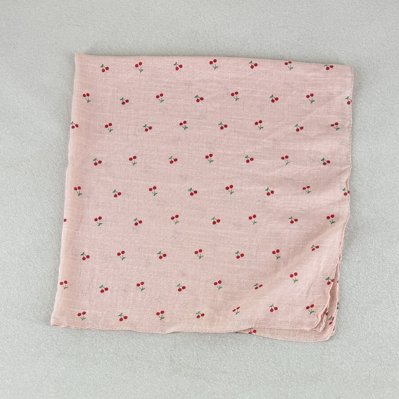 Pamukni šal s motivom trešnje, kvadratni šal za glavu i vrat, 70x70 cm, zaštita od sunca za žene, japansko-korejski stil, svježi i elegantni ljetni dodatak