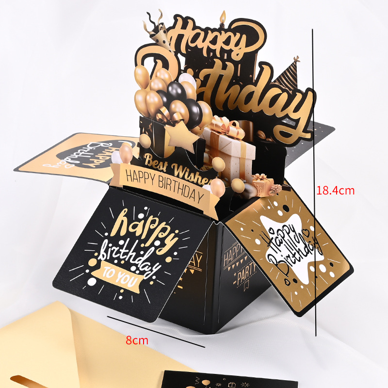3D pop-up čestitka za rođendan, ručno izrađena od posebnog papira