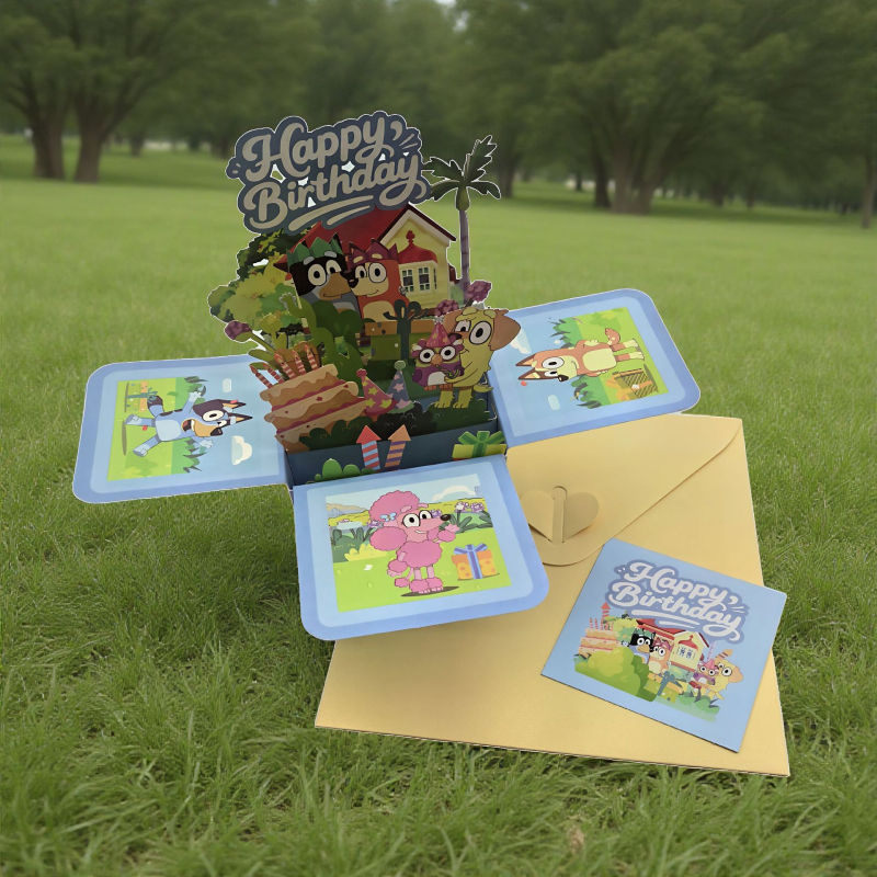 3D pop-up čestitka za rođendan, ručno izrađena od posebnog papira